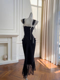 Vintage Black Mermaid Lace and Satin Long Prom Dress HZ1022