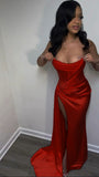 Sexy 17th Birthday Dresses Stapless Mermaid Prom Dresses for Black Girls Thigh-High Slits Pleats Beading Birthday Outfits HZ1022