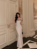 Sexy Mermaid Spaghetti Straps White Floral 21st Birthday Dress Holiday Party Birthday Outfits For Women HZ1121