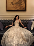 Sexy A line Halter Polka Dot Halter Neck 18th Birthday Dress Long Party Birthday Outfits For Women HZ1121