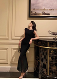 Sexy Mermaid Scoop Neckline Black 21st Birthday Dress Holiday Party Birthday Outfits For Women HZ1121