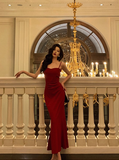 Pretty Mermaid Spaghetti Straps Burgundy 18th Birthday Dress Long Party Birthday Outfits For Women HZ1121