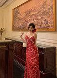 Cute A line V Neckline Red Floral Sleeveless 18th Birthday Dress Party Gown Birthday Outfits For Women HZ1121