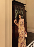 Cute Mermaid Spaghetti Straps Floral Sleeveless 18th Birthday Dress Party Gown Birthday Outfits For Women HZ1121