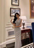 Vintage Mermaid Light Blue Chiffon 18th Birthday Dress Party Gown Birthday Outfits For Women HZ1121