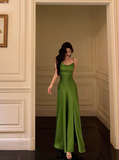Sexy A line Spaghetti Straps Green Slit 21st Birthday Dress Holiday Party Birthday Outfits For Women HZ1121