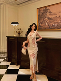 Sexy Sheath Swing Collar Floral Pink 18th Birthday Dress Holiday Party Birthday Outfits For Women HZ1121