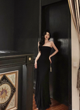 Sexy Mermaid Strapless Black 18th Birthday Dress Floor Length Party Birthday Outfits For Women HZ1121