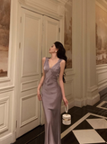 Pretty Mermaid V Neckline Dusty Grape 21st Birthday Dress Party Outfits Birthday Outfits For Women HZ1121