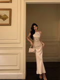 Sexy Mermaid Halter White Satin 18th Birthday Dress Ankle Length Party Birthday Outfits For Women HZ1121