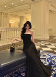 Sexy Mermaid Strapless Black 18th Birthday Dress Floor Length Party Birthday Outfits For Women HZ1121