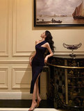 Sexy Sheath One Shoulder Slit 18th Birthday Dress Long Party Birthday Outfits For Women HZ1121