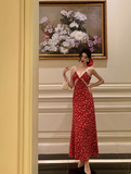 Cute A line V Neckline Red Floral Sleeveless 18th Birthday Dress Party Gown Birthday Outfits For Women HZ1121