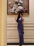 Sexy Mermaid Halter Blue 18th Birthday Dress Long Party Birthday Outfits For Women HZ1121