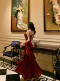 Sexy Mermaid Spaghetti Straps Burgundy 21st Birthday Dress Holiday Party Birthday Outfits For Women HZ1121