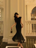 Sexy Mermaid Scoop Neckline Black 21st Birthday Dress Holiday Party Birthday Outfits For Women HZ1121