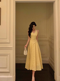 Sexy A line Halter Yellow 18th Birthday Dress Long Party Birthday Outfits For Women HZ1121