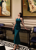 Pretty Mermaid Halter Neckline Green 18th Birthday Dress Party Outfits Birthday Outfits For Women HZ1121