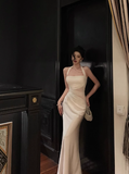 Sexy Sheath Halter White 18th Birthday Dress Long Party Birthday Outfits For Women HZ1121