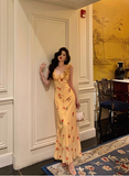 Cute A line V Neckline Yellow Floral Sleeveless 18th Birthday Dress Party Gown Birthday Outfits For Women HZ1121