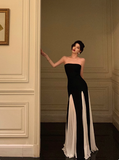 Sexy A line Strapless Black 18th Birthday Dress Long Party Birthday Outfits For Women HZ1121