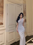Vintage Mermaid Light Blue Chiffon 18th Birthday Dress Party Gown Birthday Outfits For Women HZ1121