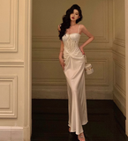 Pretty Mermaid Spaghetti Straps White 18th Birthday Dress Long Party Birthday Outfits For Women HZ1121