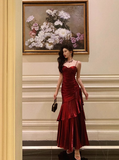 Sexy Mermaid Spaghetti Straps Burgundy 21st Birthday Dress Holiday Party Birthday Outfits For Women HZ1121