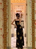 Vintage A line Spaghetti Straps Black 18th Birthday Dress Long Party Gown Birthday Outfits For Women HZ1121