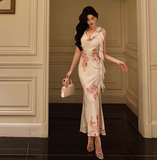 Sexy Sheath Swing Collar Floral Pink 18th Birthday Dress Holiday Party Birthday Outfits For Women HZ1121