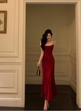 Sexy Mermaid Spaghetti Straps Burgundy 21st Birthday Dress Holiday Outfit Birthday Outfits For Women HZ1121