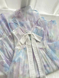 Sweet Purple And Blue Gradient A-line Suspender Bow Chiffon Long Prom Dress Evening Dress HZ1022