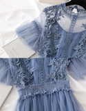 Cute A Line Tulle Lace Applique Dress Summer Dress HZ1022