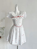 Sweet And Cute White Doll Collar Printed A-line Short 16th Birthday Homecoming Dress HZ1022