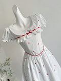 Sweet And Cute White Doll Collar Printed A-line Short 16th Birthday Homecoming Dress HZ1022
