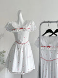 Sweet And Cute White Doll Collar Printed A-line Short 16th Birthday Homecoming Dress HZ1022