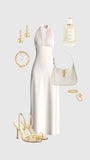 Gorgeous A Line Halter White Prom Dresses Formal Summer Wedding Guest Dresses Wedding Guest Outfits HZ1121