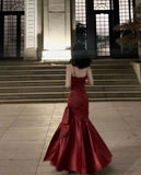 Stunning Mermaid Spaghetti Straps Long Wine Red Prom Dress Birthday Outfits HZ1022