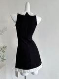Sweet Black Baby Doll Collar Pearl Satin A-line 17th Birthday Homecoming Dress HZ1022