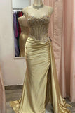 Sexy Silver Spaghetti Straps Mermaid Appliqued Prom Dress HZ1121