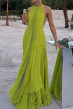 Elegant Wedding Guest Outfit A line Green Chiffon Prom Dresses Wedding Guest Dresses Graduation Dresses HZ1121