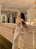 Sexy Sheath Straps White Lace 18th Birthday Dress Long Party Birthday Outfits For Women HZ1121