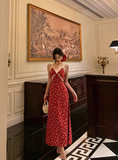 Cute A line V Neckline Red Floral Sleeveless 18th Birthday Dress Party Gown Birthday Outfits For Women HZ1121