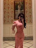 Sexy Mermaid High Neckline Pink 18th Birthday Dress Long Party Birthday Outfits For Women For Women HZ1121