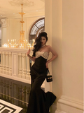 Elegant Mermaid Sweetheart Black Satin 23rd Birthday Dress Party Gown Birthday Outfits Birthday Dress Ideas For Women HZ1121