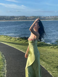 Vintage Mermaid Straps Birthday Party Dresses Ankle Length Bud Green Prom Dresses HZ1022