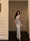 Sexy Mermaid Halter Light Blue 18th Birthday Dress Long Party Birthday Outfits For Women HZ1121