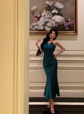 Pretty Mermaid Halter Neckline Green 18th Birthday Dress Party Outfits Birthday Outfits For Women HZ1121