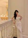 Pretty Mermaid Spaghetti Straps White 18th Birthday Dress Long Party Birthday Outfits For Women HZ1121