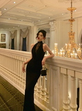 Sexy Mermaid High Neckline Black 18th Birthday Dress Long Party Birthday Outfits For Women For Women HZ1121